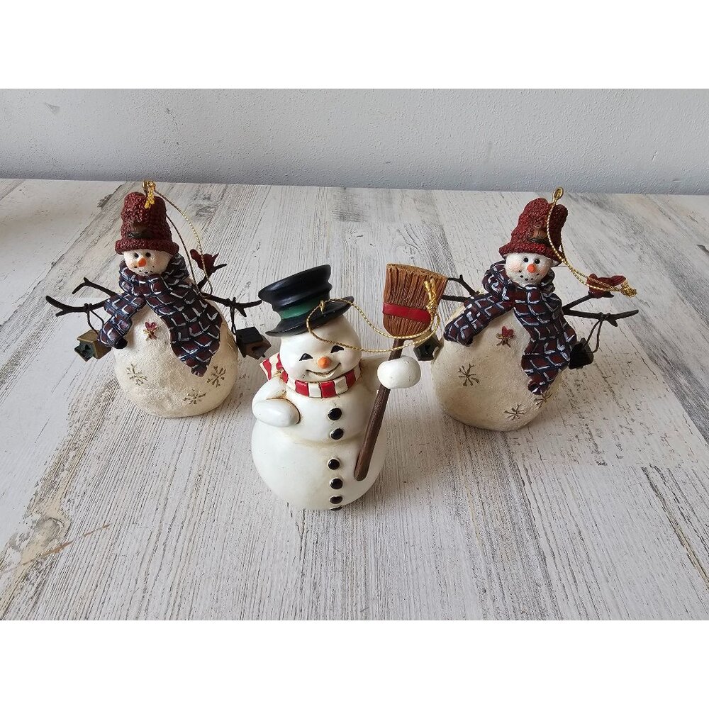 Raz deb strain snowman birdhouse ornament Xmas scarf tree set vintage